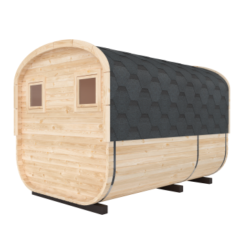 Preview: Fasssauna / Gartensauna / Banja / Quadro 3,0 m mit Vorraum